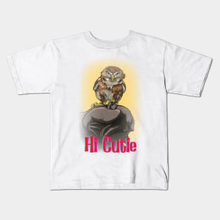 Hi Cutie Lovely Little Owl Design for all Owl Lovers and collectors of Owl Gifts Kids T-Shirt